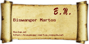Biswanger Martos névjegykártya
